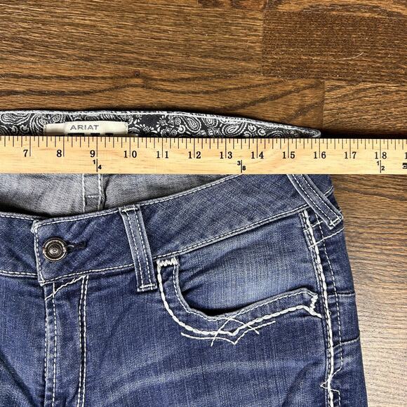 Ariat Jeans Womens 33R Blue R.E.A.L. Denim Bootcut Western Contrast Stitching - Picture 5 of 12